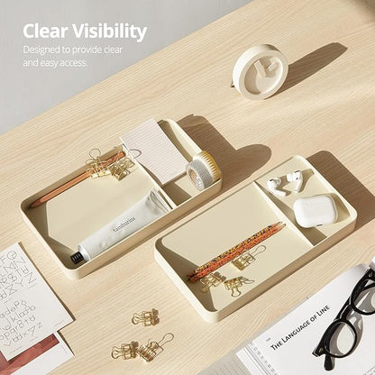 BLUE GINKGO Desk Organizer – Korean-Made Organizer for Notes, Pens, Pencils, and Accessories (Double-sided, Beige)