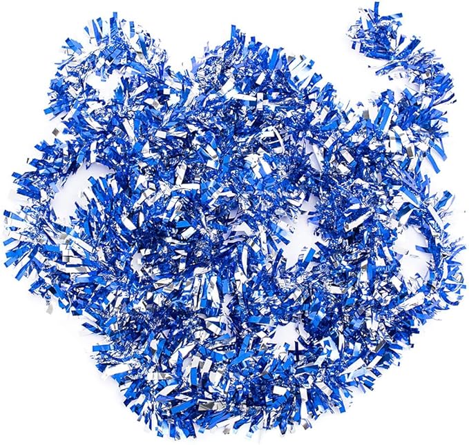 Anderson's Metallic Blue & Silver Tinsel Twist Garland, 25ft Holiday Decoration, Christmas Tree Trim, Parade Float Decor, Party Supplies, Halloween, Graduation, Indoor Outdoor Event Garland