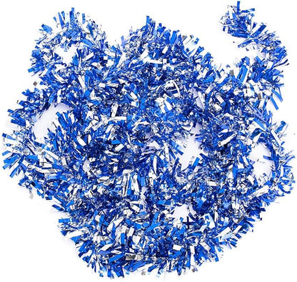 Anderson's Metallic Blue & Silver Tinsel Twist Garland, 25ft Holiday Decoration, Christmas Tree Trim, Parade Float Decor, Party Supplies, Halloween, Graduation, Indoor Outdoor Event Garland