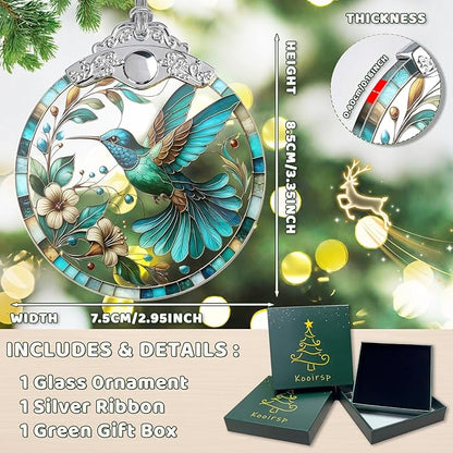 Hummingbird Stained Glass Ornament, Hummingbird Ornaments for Christmas Tree, Holiday and Xmas Presents