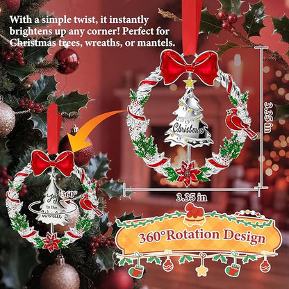 2025 Christmas Ornament for Christmas Tree Decorations, Double-Sided Rotatable Dated 2025 Wreath Ornaments, 3.3x3.3 Inch Ornament for Tree Wreath Door Fireplace Decorative Keepsake Gift