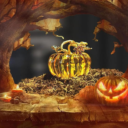 HDCRYSTALGIFTS 2.5'' Hand Blown Glass Pumpkin Figurine Glass Pumpkins for Decorating Ornament Crystal Pumpkin Figurine Collectible
