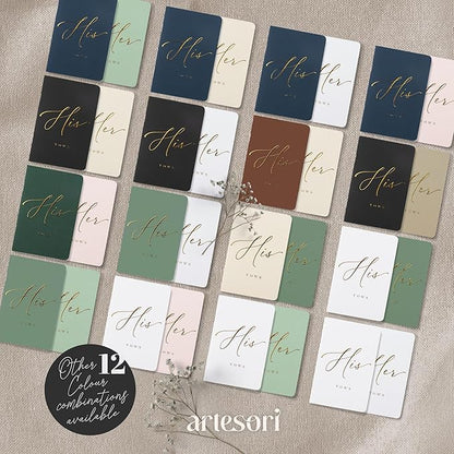 ARTESORI Premium Wedding Vow Book for Her & Him, Soft Touch, Gold Foil, 28 Lined Pages, Wedding Vow Books His and Hers, Wedding Essentials, Wedding Registry Ideas, His and Hers Gifts [White & White]