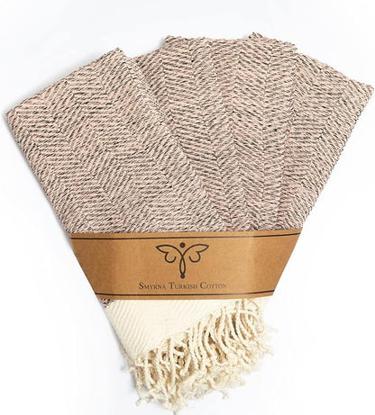 SMYRNA TURKISH COTTON Herringbone Series Kitchen Dish Towels Pack of 4, Machine Washable Wash Cloths, Ultra Soft, Absorbent, Prewashed and Quick Dry Turkish Dish Towels, 15x26 Inch (Blush Pink)