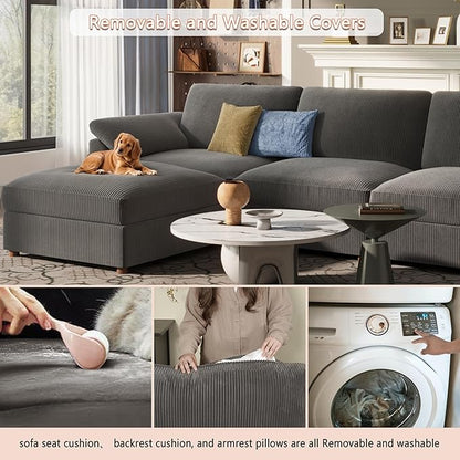 EASE MOOSE Oversized Sectional Modular Sofa,Large L Shape Sectional Couch Wide Deep Seat Modular Cloud Couch,Removable Cover