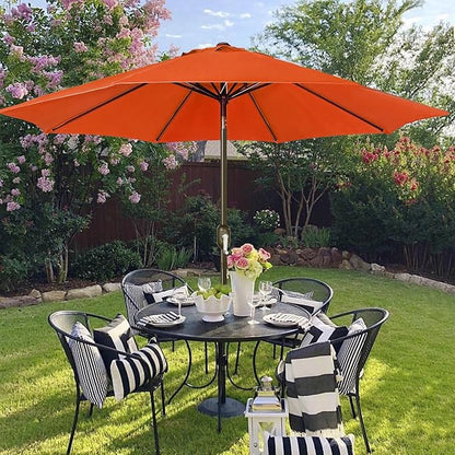 Blissun 9' Outdoor Patio Umbrella, Outdoor Table Umbrella, Yard Umbrella, Market Umbrella with 8 Sturdy Ribs, Push Button Tilt and Crank
