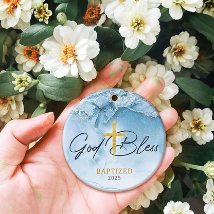 ZAGKOO Easter Baptism Gifts - Baptism Ornament for Boys, Baby Boy - Christening Gift, Religious Easter Decoration, Catholic Baptismal Gift - God Bless Baptized Christmas Ornament 2025