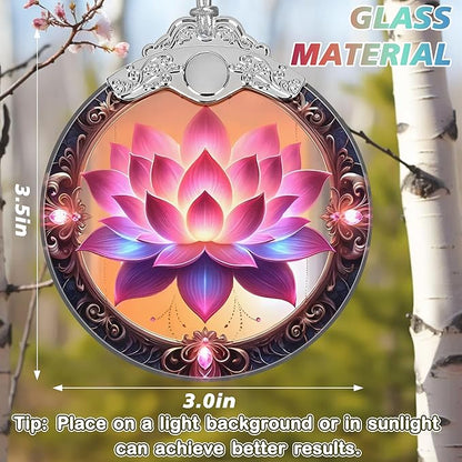 Christmas Ornament - Stained Glass Lotus - Home Decor - Holiday Present Ideas - Gift Exchange - Blooming Lotus