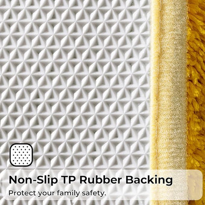 GRANNY SAYS Bathroom Toilet Rugs U Shaped, Bath Mats for Bathroom, Bath Rugs Non Slip Washable, Absorbent Microfiber Toilet Mat, Soft Plush Shaggy, 20" x 24", Yellow