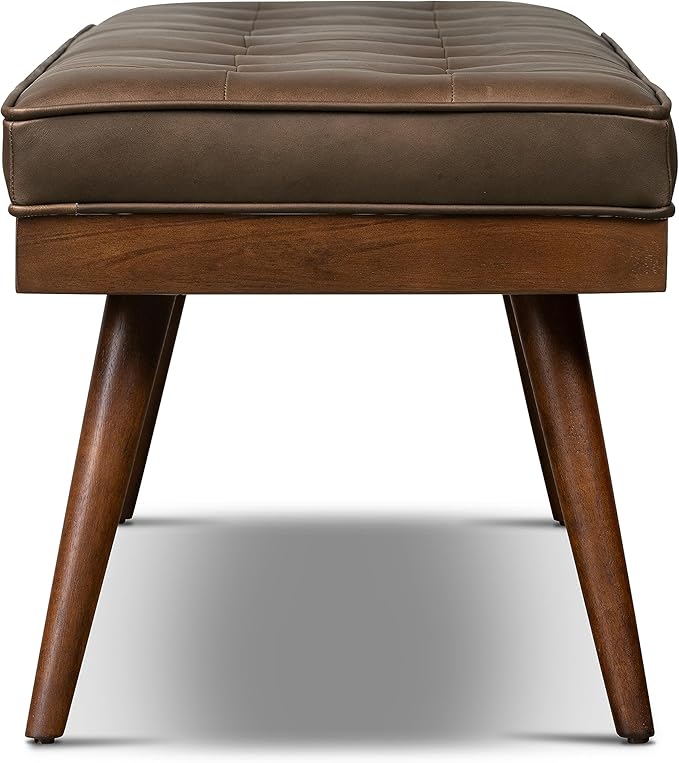 POLY & BARK Napa Luca Leather Bench Accent Chairs in Cocoa Brown