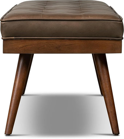 POLY & BARK Napa Luca Leather Bench Accent Chairs in Cocoa Brown