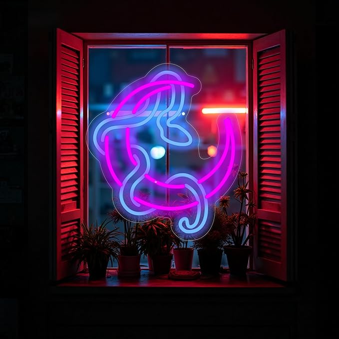 Snake on Moon Neon Sign, Animal Neon Sign, Neon sign Art Bedroom, Snake wall decor, Python Signs For Bedroom Beer Bar Neon Light Sign Hotel Party Club Office Art Lights for Kid Bedroom Man Cave Bar-Purple