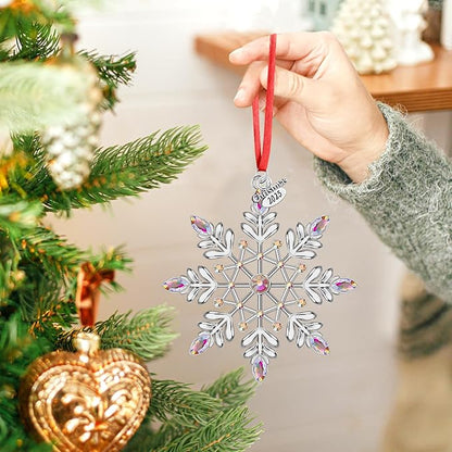 Christmas Snowflake Ornaments 2025 Decorations for Christmas Tree, Metal Hanging Rhinestones Ornament Decor, Glitter Crafts Snowflake Decorations Indoor Xmas Gifts for Holidays Winter Annual Keepsake