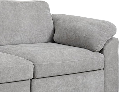 EASE MOOSE Oversized Modular Sectional Couch,Deep Seat L Shape Sectional Couch,Comfty Chenille Modular Sofa for Living Room, Removable Cover,Light Gray