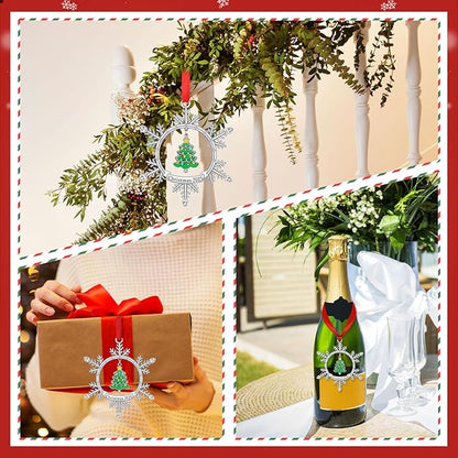 Christmas Ornament 2025, Silver Snowflake Ornament with Tree Design, Metal Hanging Engraved Christmas 2025 Ornaments, Holiday Keepsake Ornament for Xmas Tree Decor