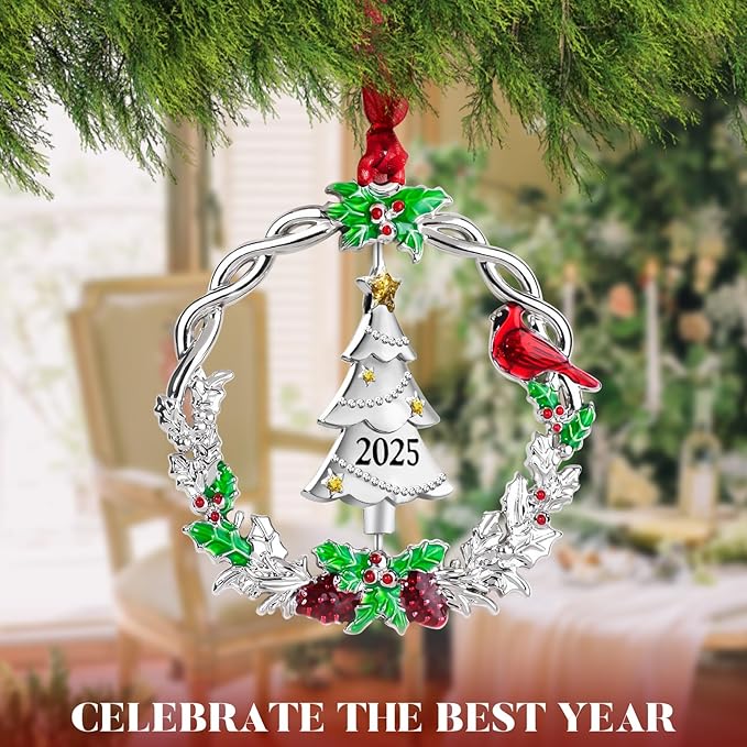 Christmas Tree Ornament Metal Silver Hanging Rotatable Design Charm Holiday Decorative Pendant Gift Keepsake (2025)