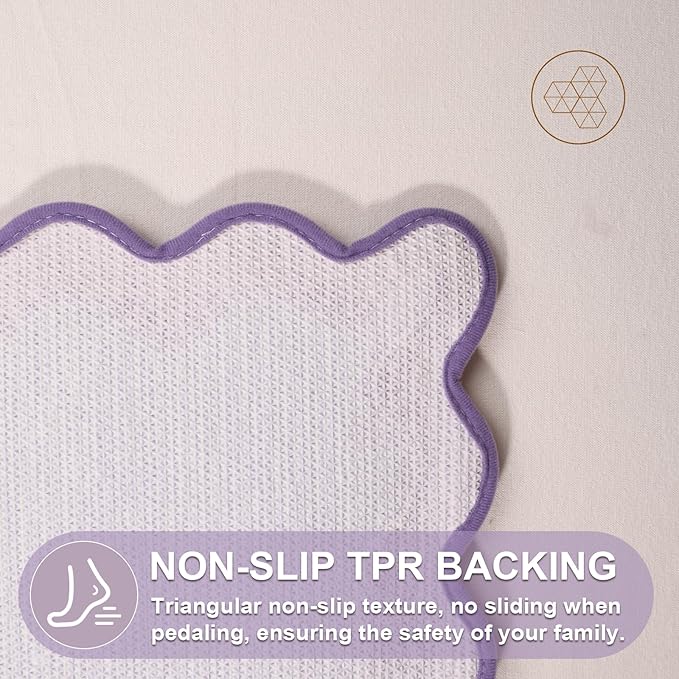 ORTIGIA Cute Purple Scalloped Bath Mat, Fun Plush Microfiber Scallop Bathroom Rugs Non Slip Washable Quick Dry Absorbent, Bath Rug for Shower Stall Vanities Kitchen Floor Entrance, 20x32