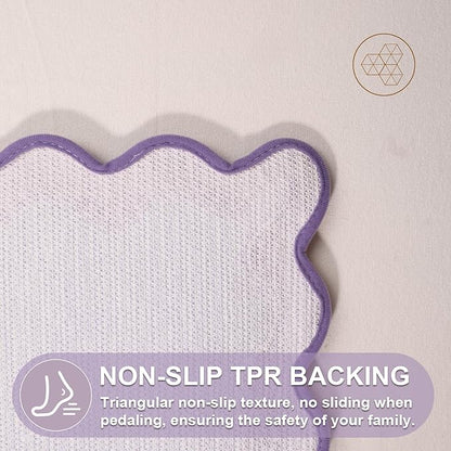 ORTIGIA Cute Purple Scalloped Bath Mat, Fun Plush Microfiber Scallop Bathroom Rugs Non Slip Washable Quick Dry Absorbent, Bath Rug for Shower Stall Vanities Kitchen Floor Entrance, 20x32