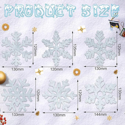 Oudain 6 Pieces Metal Snowflake Ornaments Christmas Galvanized Snowflake Hanging Ornament Farmhouse Snowflake Tree Hanging Decoration for Xmas Winter Party Decor, 5.12 Inch, Silver