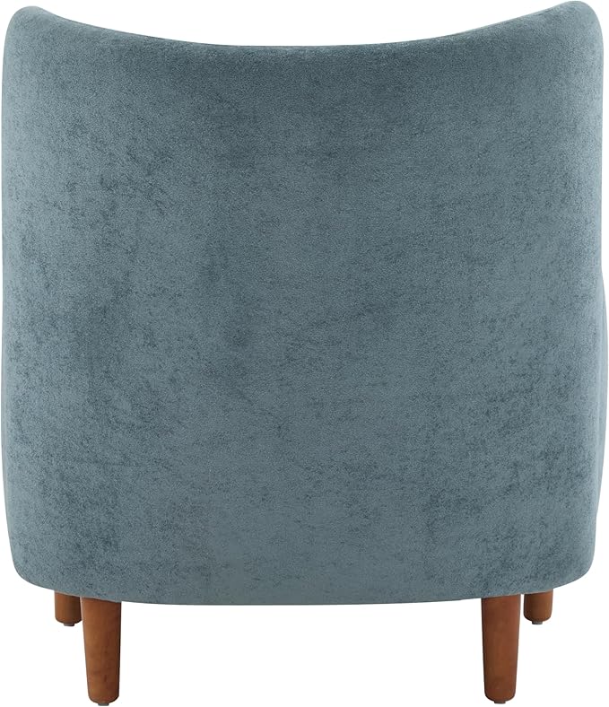 Christopher Knight Home Dolly Mid-Century Modern Velvet Upholstered Wingback Club Chair, Living Room Lounge Chair for Relaxation, Reading Armchair, Solid Wood Living Room Accent Chair, Aqua Blue+Brown