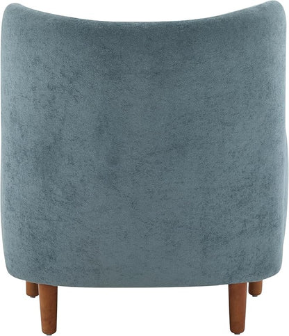 Christopher Knight Home Dolly Mid-Century Modern Velvet Upholstered Wingback Club Chair, Living Room Lounge Chair for Relaxation, Reading Armchair, Solid Wood Living Room Accent Chair, Aqua Blue+Brown