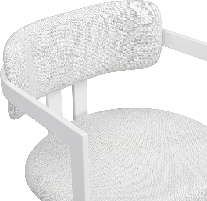 Christopher Knight Home Auber Modern Upholstered Dining Chair Set of 2, Fabric Upholstery Dining Set with Metal Frame, Comfy Side Chair for Living Room, Beige+White
