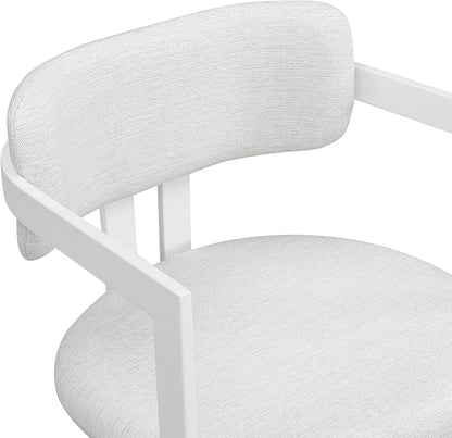 Christopher Knight Home Auber Modern Upholstered Dining Chair Set of 2, Fabric Upholstery Dining Set with Metal Frame, Comfy Side Chair for Living Room, Beige+White