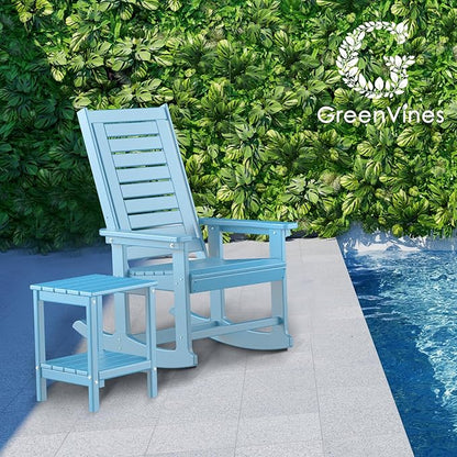 GREENVINES Outdoor Rocking Chairs | Porch Rocker | HDPE Plastic | Arctic | Oversized Rockers | High Back | Big & Tall | Ladder Back | for Patio Outside Backyard Balcony Garden