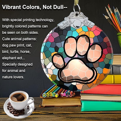 Dog Paw Print Christmas Ornament -Dog Memorial Gifts for Pet Lover - Paw Print Christmas Tree Hanging Ornament Crystal Glass 3"