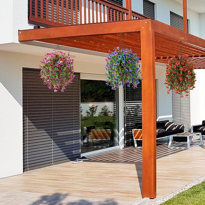 INQCMY 2Pcs Artificial Flowers for Outdoors UV Resistant Artificial Plants Easy Assembly for Spring Decor Look Real Faux Hanging Flowers for Outside Home Planter Porch Patio Decoror