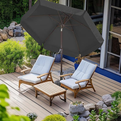ABCCANOPY 7.5ft Scalloped Patio Umbrella, Outdoor Table Umbrella with Tilt and Crank, Fiberglass Ribs Deck Umbrella for Patio, Pool, Garden, Picnic (Dark Gray)