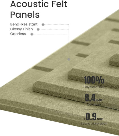 Bumusty Large Cork Board Alternative-36 x24 Felt Bulletin Board Tiles, with 30 Pushpins, 40 Adhesive Tabs, 6-Pack Slat Wall Paneling, Cork Boards for Office Push Pin Board Felt Board-Olive Green