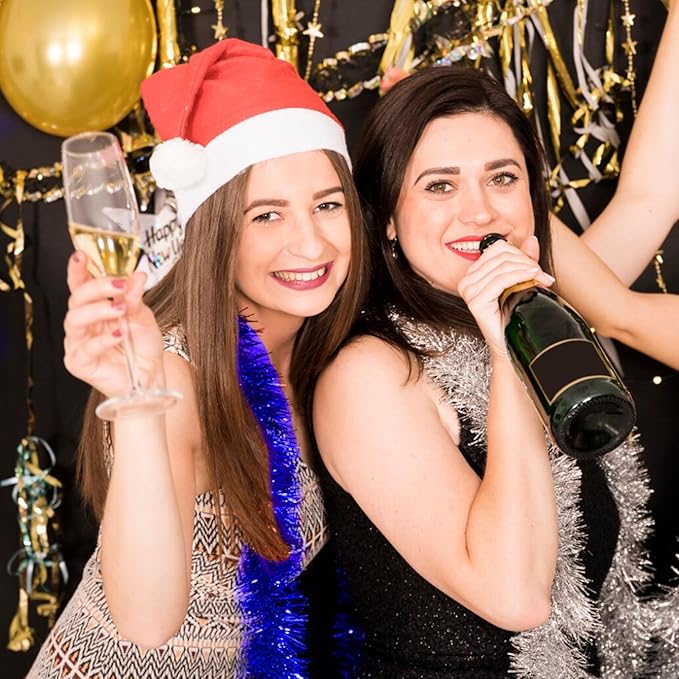 50 Feet Blue Christmas Tinsel Garland, Metallic Foil Twist Garland Wall Hanging Tinsel Banner Backdrop for Parade Floats, Easter, Mother's Day, Wedding Party Decorations (2in x 50ft)