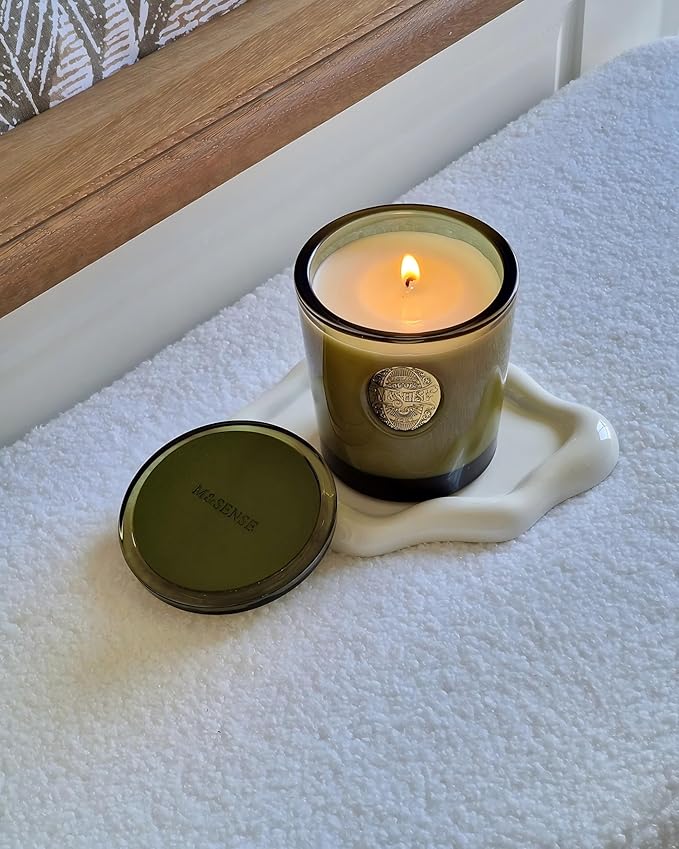 M&SENSE Natural Strong Soy Candle | Sandalwood Jasmine & Green | 9.2 oz, 50H Burn Time | Luxury Candle for Relaxation, Gifting, Home Décor | Ideal for Bedroom, Office, Party Ambiance
