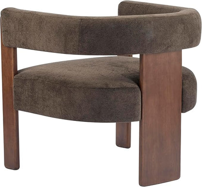 Christopher Knight Home Nettie Modern Accent Chair for Living Room, Velvet Fabric Single Lounge Sofa Chair with Wooden Frame, Comfy Reading Chair for Bedroom, Lounge Armchair with Cushion, Dark Brown