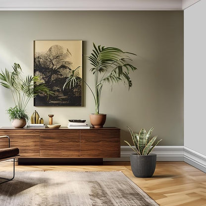 Kante 14 Inch Dia Round Concrete Planter, Indoor Outdoor Large Plant Pot with Drainage Hole and Rubber Plug for Home Patio Garden, Oil Rubbed Bronze