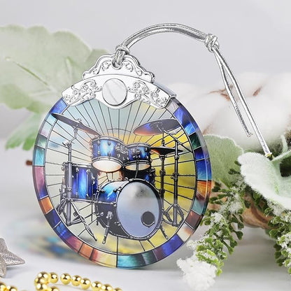 Christmas Ornament, 2025 Ornaments for Christmas Tree, Stained Glass Hanging Ornament, Holiday Ornaments, Unique Gift Idea - Drum Set