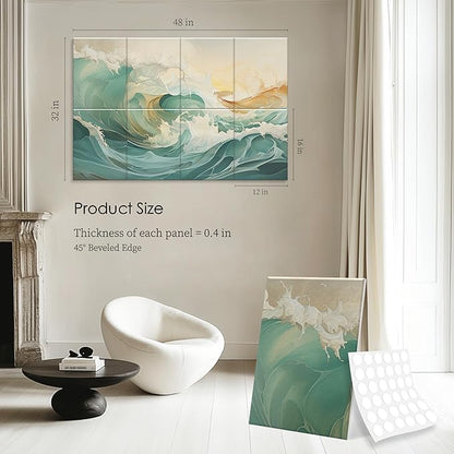 8 Pack Art Acoustic Panels 48x32 Inches Acoustical Wall Panels Decorative Sound Dampening Panels for Studios, Offices, Theaters, Adhesive Included