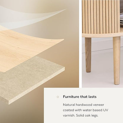 WERMO 55'' TV Stand with Storage and Shelves for 32-60 inch TV. Wood Entertainment Center with Doors for Living Room and Bedroom, Mid Century Modern Console Table, Television Stand (Oak)