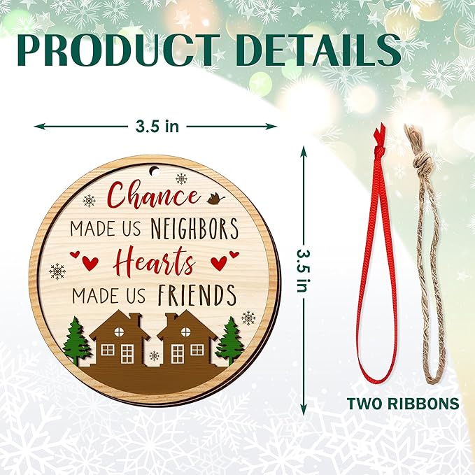 Christmas Neighbor Gifts for Friends - Wooden Christmas Ornaments 2025 for Tree Decorations - Gifts for Neighbors Friends BFF Bestie Women Men, Neighbor Ornaments, Awesome Neighbor Gift