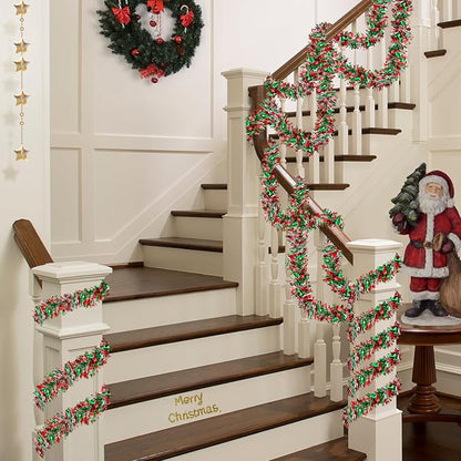50 FT Christmas Tinsel Garland Metallic Tinsel Twist Shiny Christmas Tree Hanging Garland Decorations for Christmas Party Supplies Indoor and Outdoor Decoration (Red, Green and Silver)