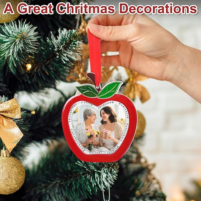 COCHIE Retirement Gift for Teacher Woman Men from Student, Thank You Teacher Appreciation Gift, Personalized Metal Picture Frame Retirement Ornament Keepsake, Christmas Teachers Gifts Ideas