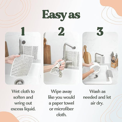 FEBU Swedish Dishcloths 5 Pack Japanese Reusable Washable Kitchen Dish Towels Tabletop Decor Japanese