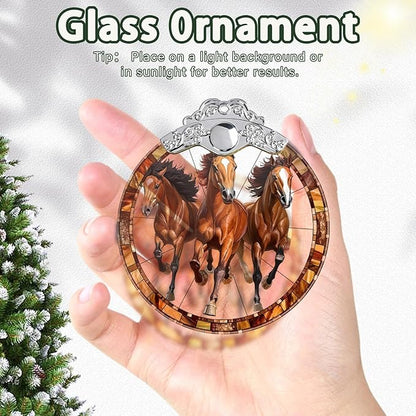Horse Ornaments for Christmas Tree, Stained Glass Christmas Ornaments and Xmas Tree Decorations, Gift Exchange