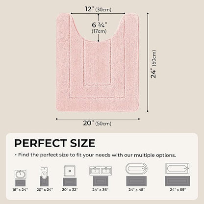 GRANNY SAYS Toilet Rugs U Shaped Washable Non Slip, Toilet Mats for Bathroom Soft Plush Shaggy Absorbent, Microfiber Bath Mats for Bathroom Toilets Cute Decor, 20" x 24", Pink