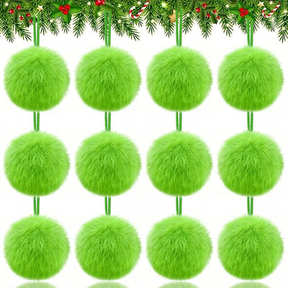 Lime Green Furry Christmas Ball Ornaments 12Pcs Fuzzy Lime Green Ornaments or Xmas Pom Pom Ball Hanging Decorations Furry Elf Balls for Xmas Tree Wreath Home Fireplace Mantel Wall Decors