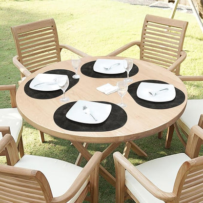 ADRIMER Placemats, Heat Resistant Oval Placemats Set of 4 Washable 12 x 17 Inch, Waterproof Table Mats, Wipeable Pu Place Mats for Kitchen, Dark Grey