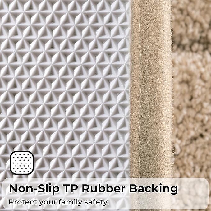 GRANNY SAYS Bathroom Toilet Rugs U Shaped, Bath Mats for Bathroom, Bath Rugs Non Slip Washable, Absorbent Microfiber Toilet Mat, Soft Plush Shaggy, 20" x 24", Khaki
