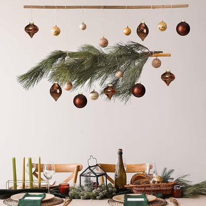 Zomiboo 12 Pcs Brown Glass Christmas Ball Ornaments Set 3.15" Hanging Shatterproof Glass Bulbs for Christmas Tree Baubles Bulk for Holiday Xmas Tree Decorations Gifts