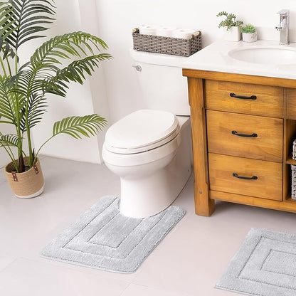 GRANNY SAYS Bathroom Toilet Rugs U Shaped, Bath Mats for Bathroom, Shower Room Rugs Non Slip Washable, Absorbent Microfiber Toilet Mat, Soft Plush Shaggy, 20" x 24", Gray
